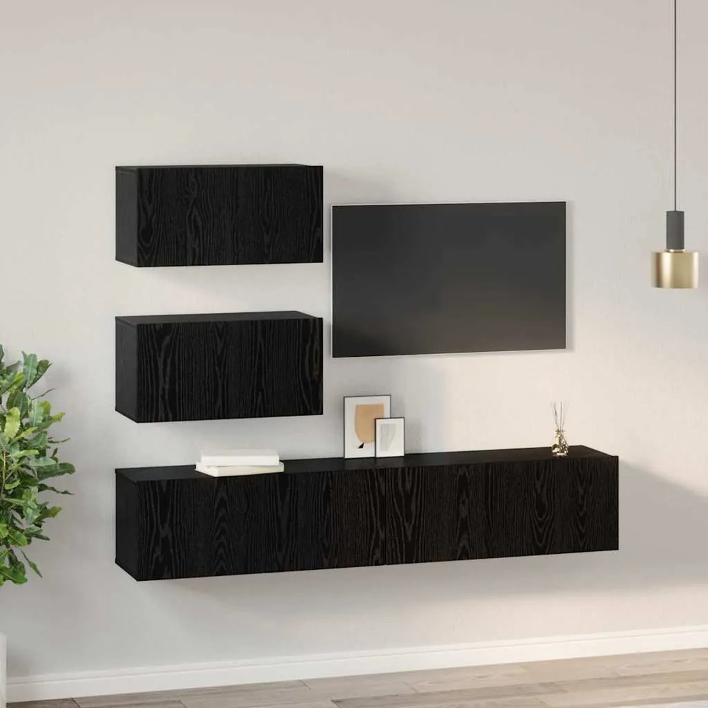vidaXL Σετ επίπλου τηλεόρασης 4 pcs Μαύρη δρυς 80 x 30 x 30 εκ