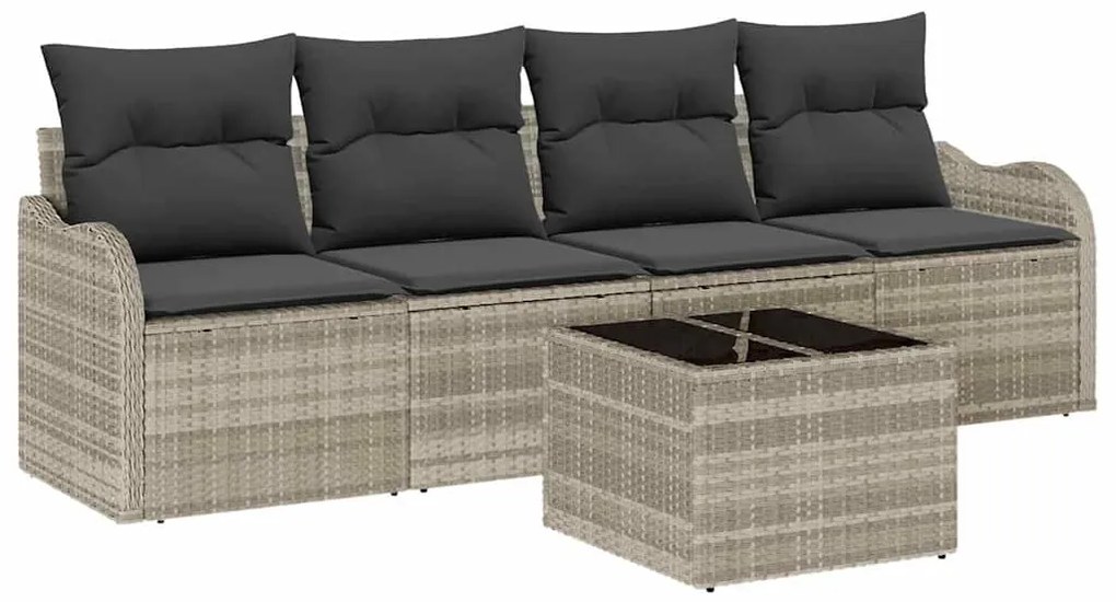 vidaXL Σετ Καναπέ Κήπου 5 pcs Ανοιχτό γκρι Πολυ ράταν