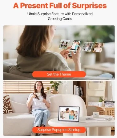 VEVOR 260 mm Digital Picture Frame 32GB IPS Touchscreen Wi-Fi Photo Frame