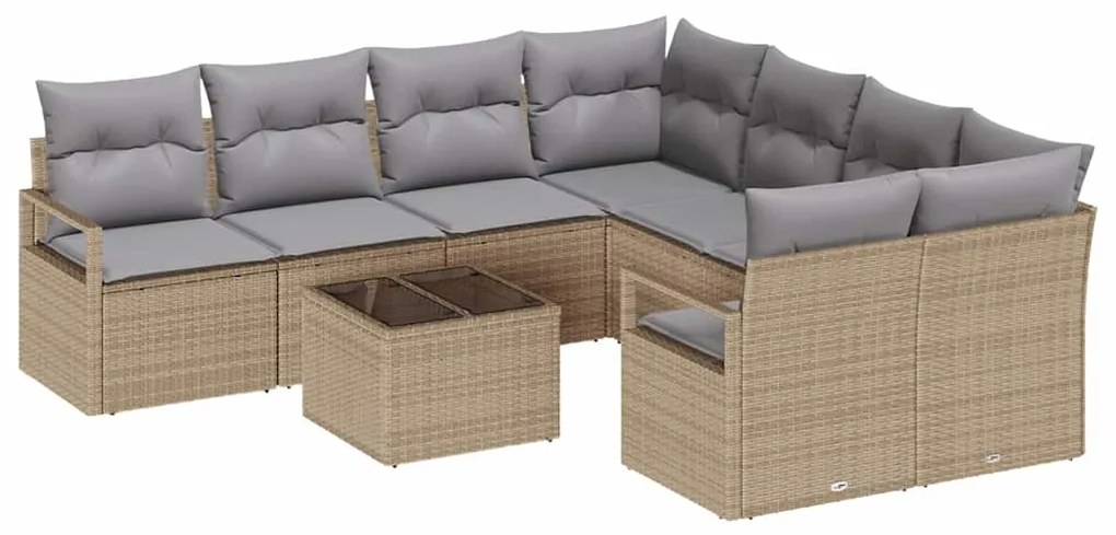 vidaXL Σετ Καναπέ Κήπου 9 pcs Μπεζ, Γκρι 55 x 55 x 37 εκ