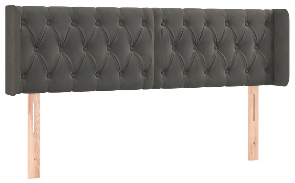 Κεφαλάρι Κρεβατιού LED Σκούρο Γκρι 163x16x78/88 εκ. Βελούδινο - Γκρι