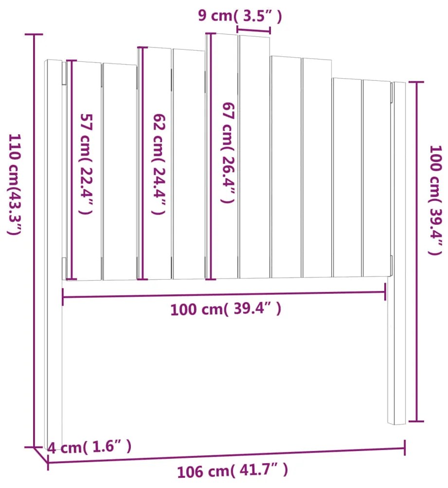 vidaXL Κεφαλάρι Κρεβατιού Λευκό 106x4x110 εκ. Μασίφ Ξύλο Πεύκου