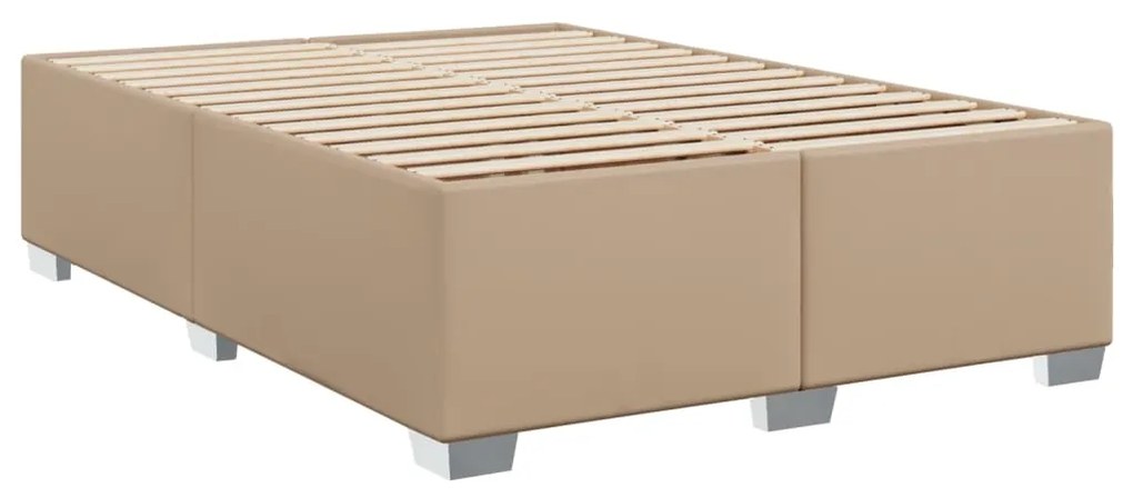 vidaXL Κρεβάτι Boxspring με Στρώμα Καπουτσίνο 140x190εκ.από Συνθ.Δέρμα