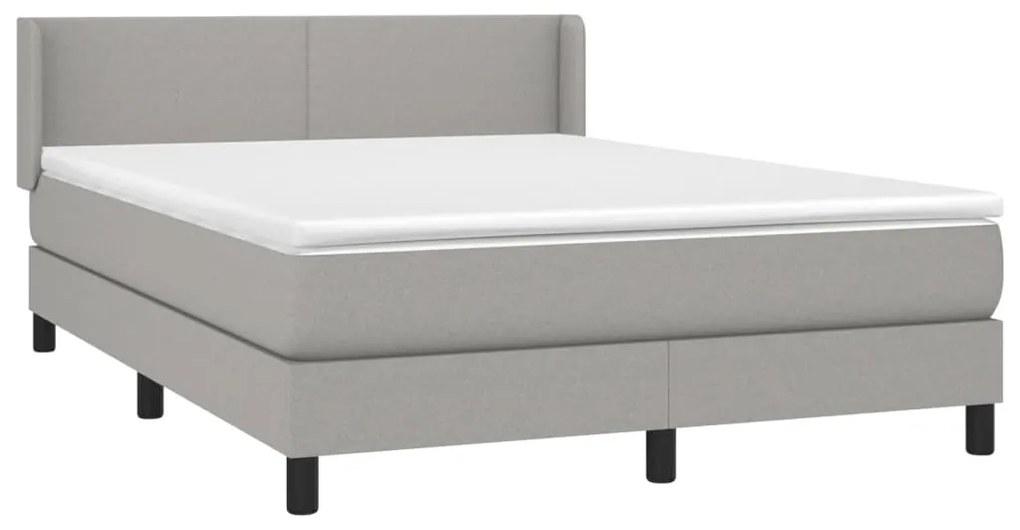 vidaXL Κρεβάτι Boxspring με Στρώμα Ανοιχτό Γκρι 140x190 εκ. Υφασμάτινο