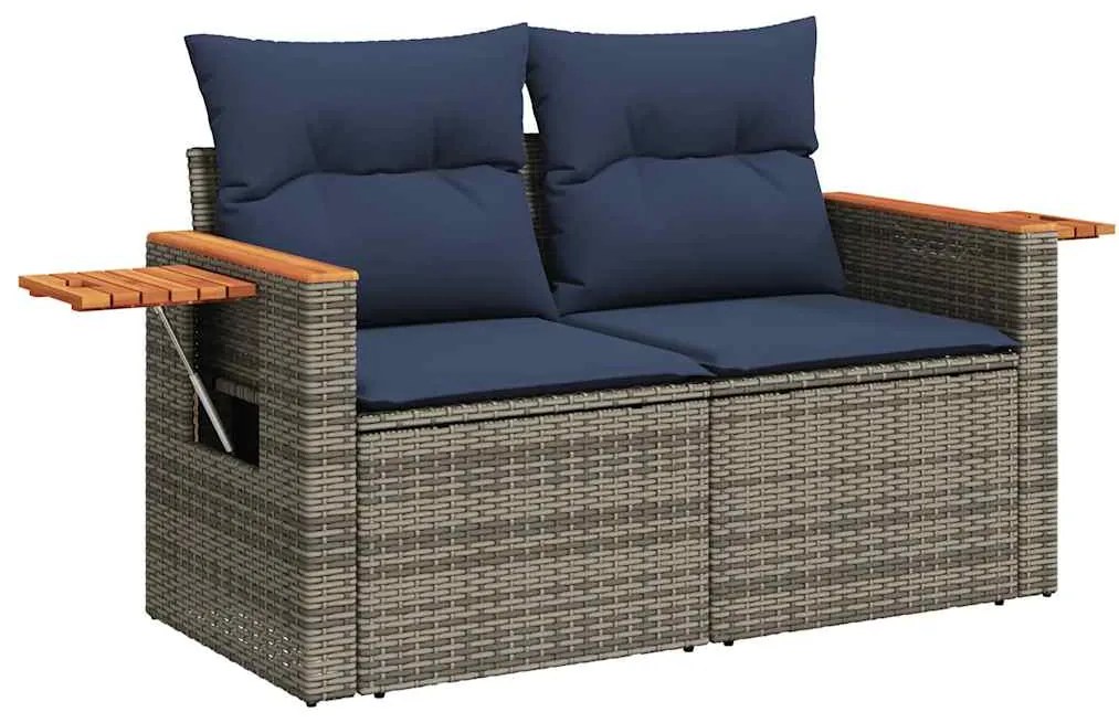 vidaXL Σετ Σαλονιού Κήπου 7 τεμ. Γκρι Συνθετικό Ρατάν με Μαξιλάρια