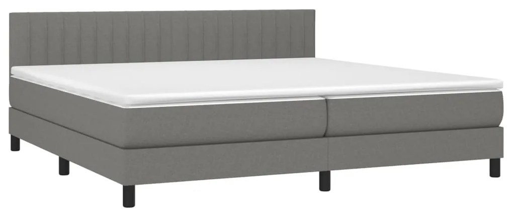 vidaXL Κρεβάτι Boxspring με Στρώμα & LED Σκ.Γκρι 200x200εκ. Υφασμάτινο