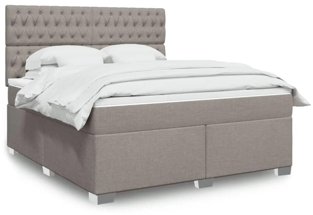 Κρεβάτι Boxspring με Στρώμα Taupe 180x200 εκ. Υφασμάτινο - Μπεζ-Γκρι