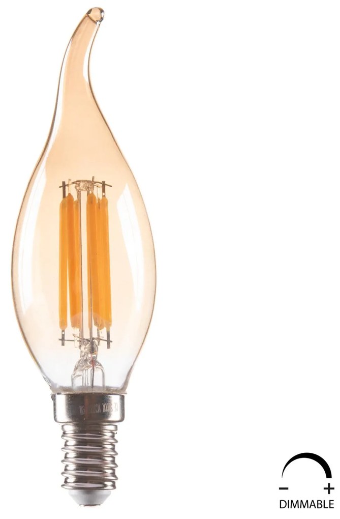 ΛΑΜΠΤΗΡΑΣ  ΣΤΥΛ ΦΛΟΓΑ LED FILAMENT 6W E14 3000K GOLD DIMMABLE