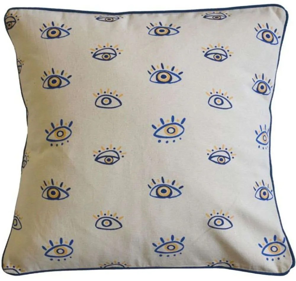 Μαξιλάρι Διακοσμητικό (Με Γέμιση) Eyes 021790 White-Blue 45X45 100% Cotton