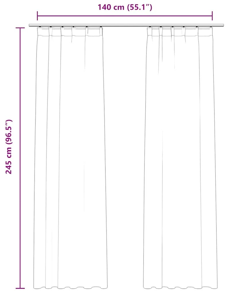 vidaXL Κουρτίνες Συσκότ. με Γάντζους 2 τεμ. Ανθρακί 140x245 εκ Βελούδο
