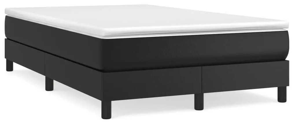 vidaXL Κρεβάτι Boxspring με Στρώμα Μαύρο 120 x 200 εκ. Συνθετικό Δέρμα