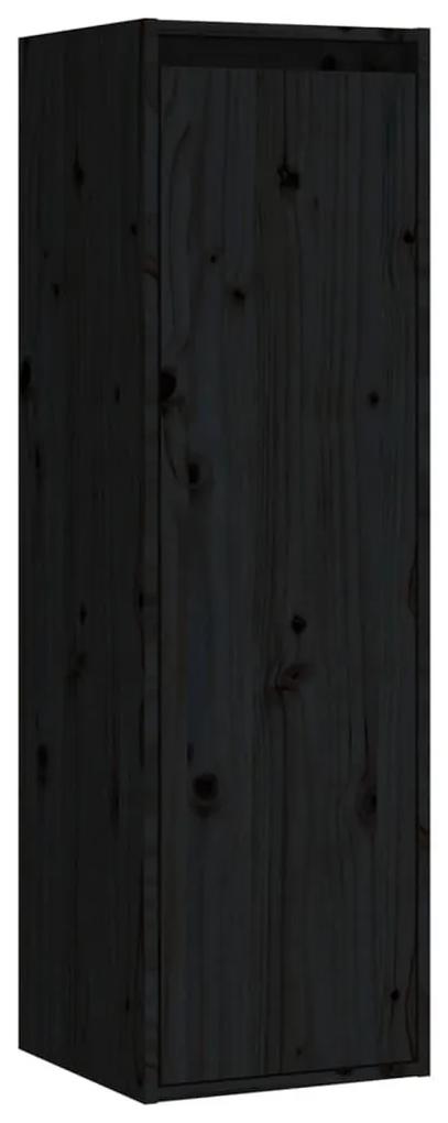 Ντουλάπια Τοίχου 2 τεμ. Μαύρα 30x30x100εκ από Μασίφ Ξύλο Πεύκου - Μαύρο