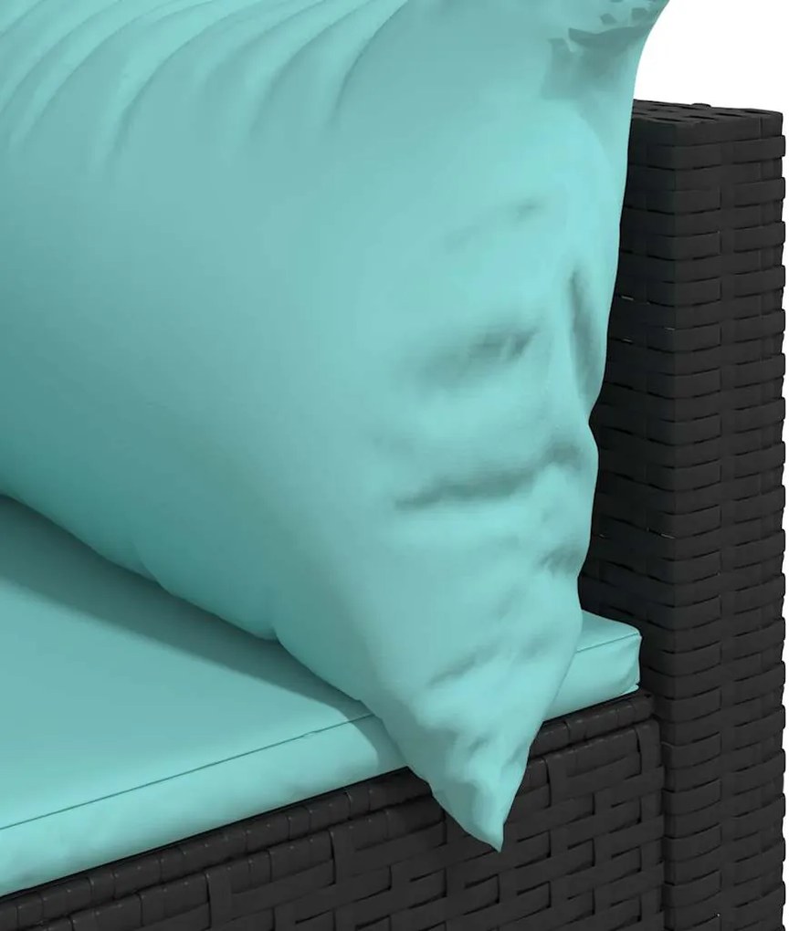 vidaXL Καναπέδες Κήπου Γωνιακοί με Μαξιλάρια 2 τεμ. Μαύρο Συνθ. Ρατάν