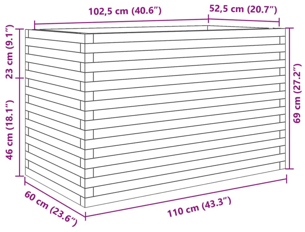 ΖΑΡΝΤΙΝΙΕΡΑ ΚΗΠΟΥ ΛΕΥΚΗ 110X60X68,5 ΕΚ. ΑΠΟ ΜΑΣΙΦ ΞΥΛΟ ΠΕΥΚΟΥ 3282505