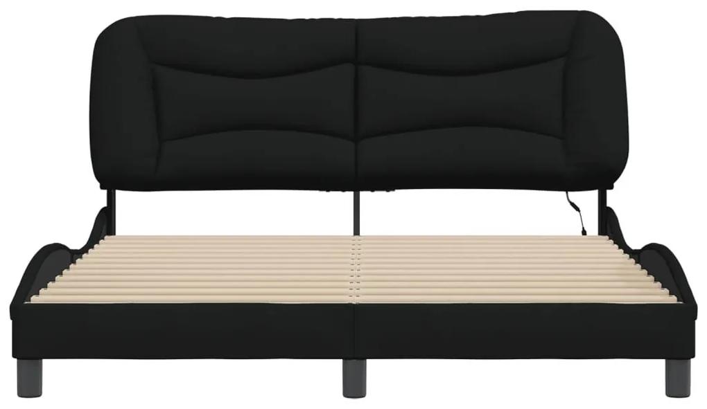 Πλαίσιο Κρεβατιού με LED Μαύρο 160 x 200 εκ. Υφασμάτινο - Μαύρο