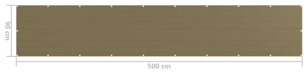 Διαχωριστικό Βεράντας Taupe 90 x 500 εκ. από HDPE - Μπεζ-Γκρι