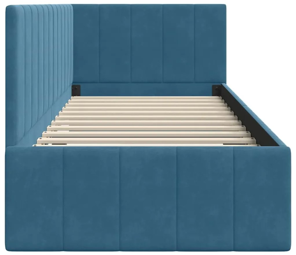 vidaXL Κρεβάτι Γωνίας με κεφαλάρι Μπλε 80 εκ x 200 εκ Βελούδο