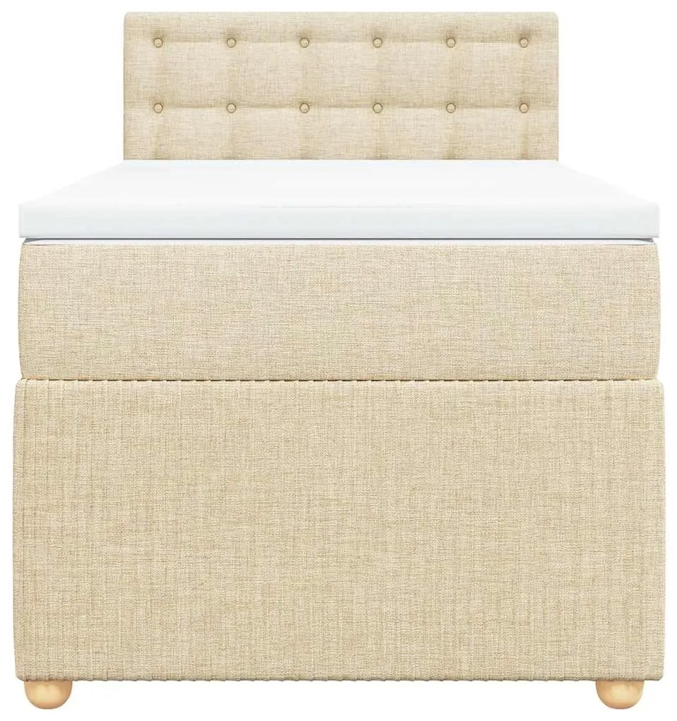 vidaXL Κρεβάτι Boxspring με Στρώμα Κρεμ 90x200 εκ.Υφασμάτινο
