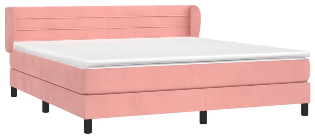 vidaXL Κρεβάτι Boxspring με Στρώμα Ροζ 180x200 εκ. Βελούδινο