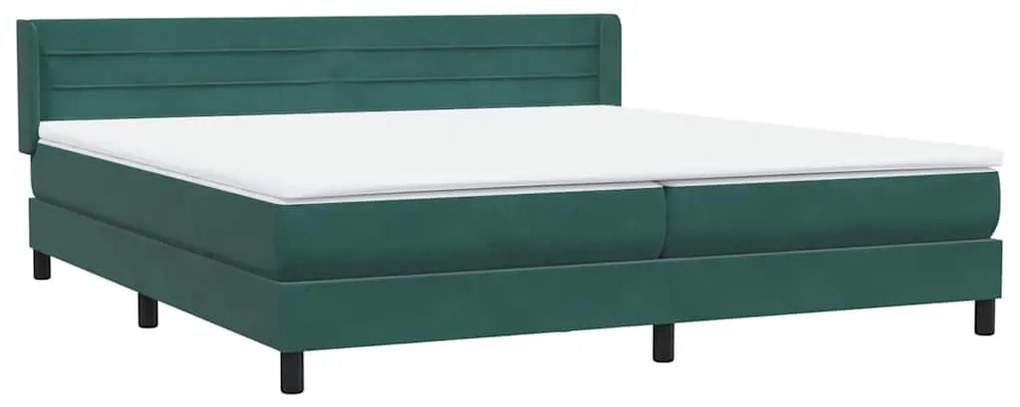 vidaXL Box Spring κρεβάτι με στρώμα σκούρο πράσινο 180x220cm Βελούδινο