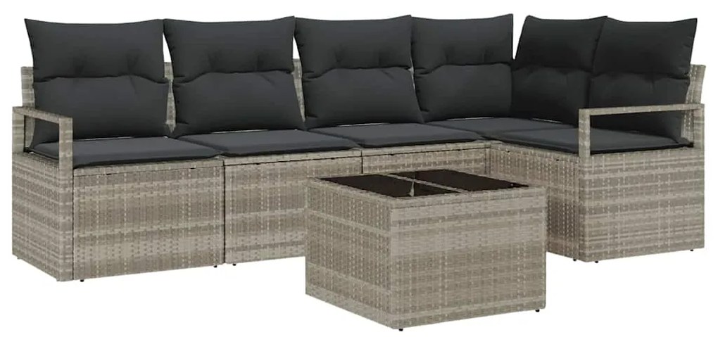 vidaXL Σετ Καναπέ Κήπου 6 pcs Ανοιχτό γκρι Πολυ ράταν