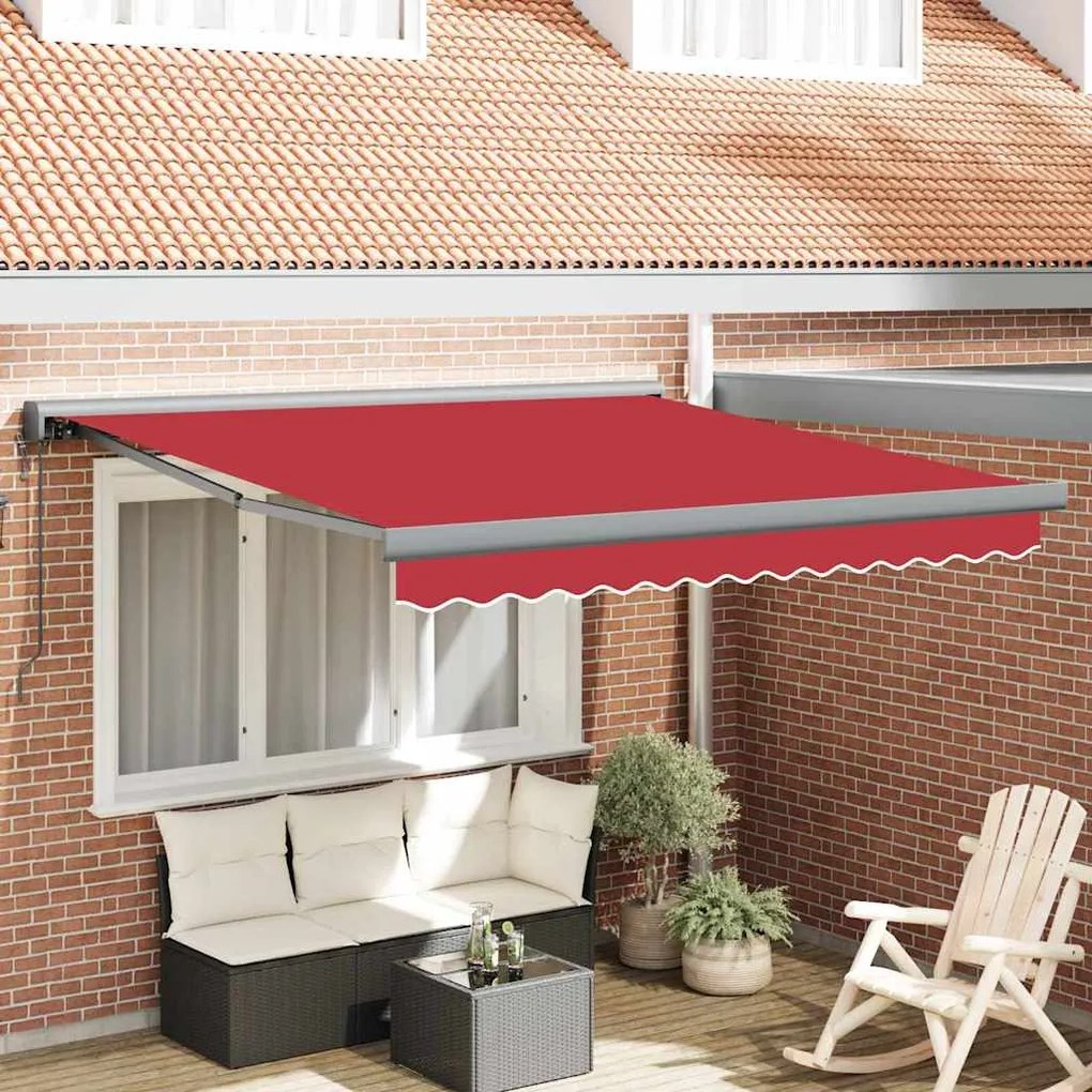 vidaXL Αυτόματη Ανακλινόμενη Τέντα Κόκκινη 350 x 250 εκ.