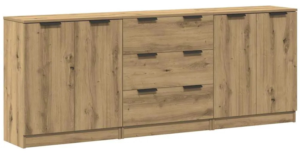 vidaXL Μπουφές 3 τμχ Δρυς τεχνίτης 60x30x70 cm Επεξεργασμένο ξύλο
