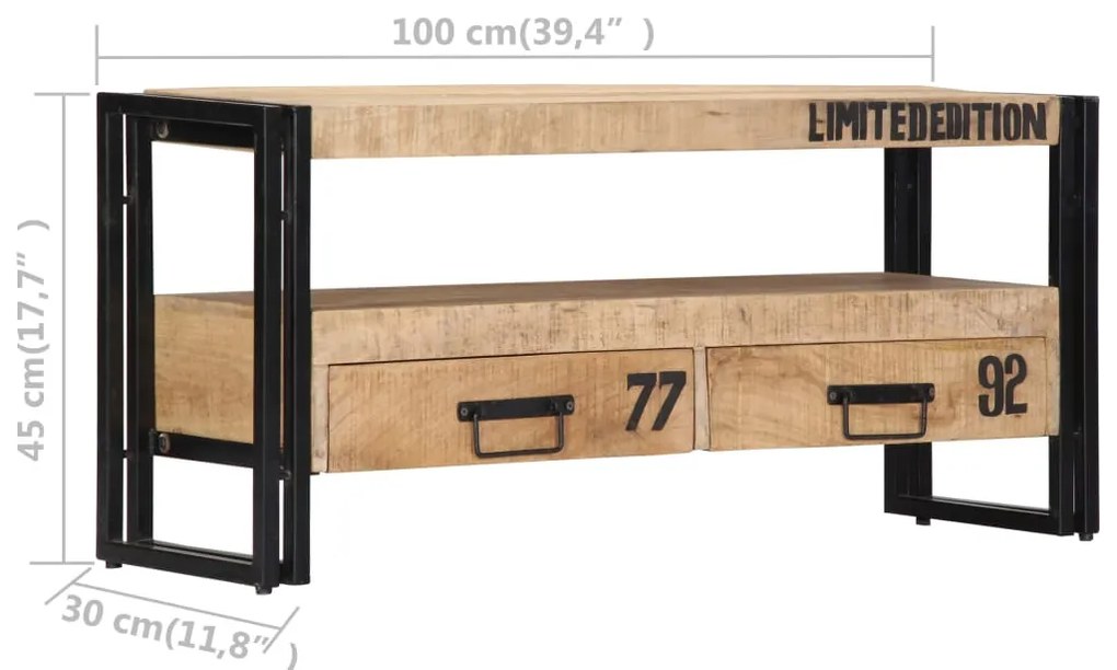 vidaXL Έπιπλο Τηλεόρασης 100 x 30 x 45 εκ. από Μασίφ Ξύλο Μάνγκο