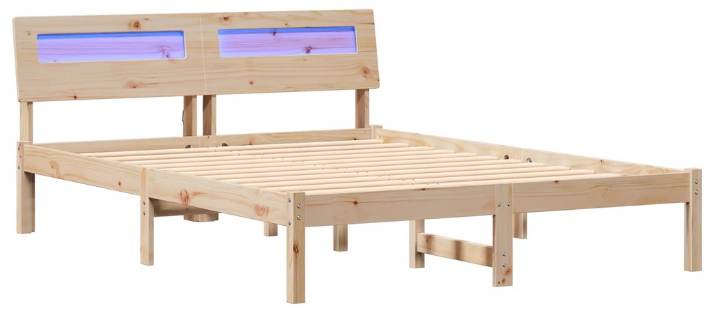 vidaXL Σκελετός Κρεβατιού Καφέ 140 x 190 cm Συμπαγές ξύλο πεύκου