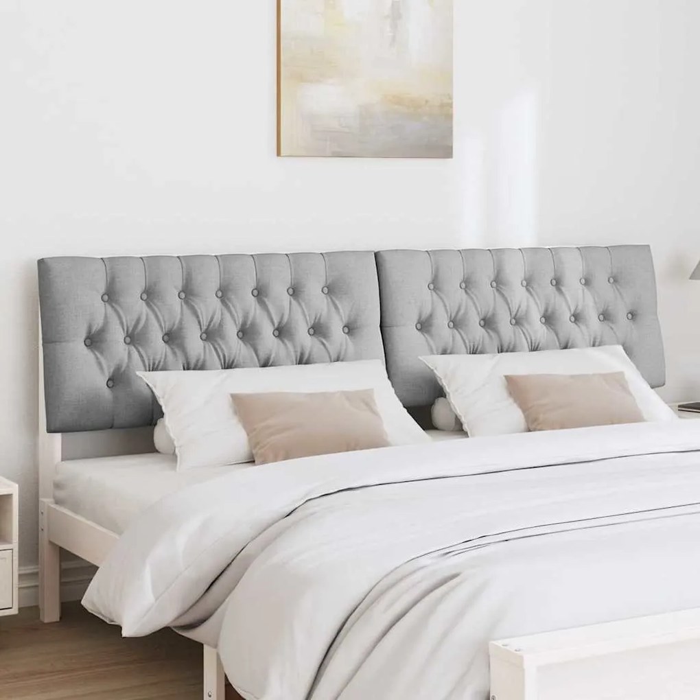 vidaXL Ταπετσαρισμένο κεφαλάρι Ανοιχτό γκρι 200 cm