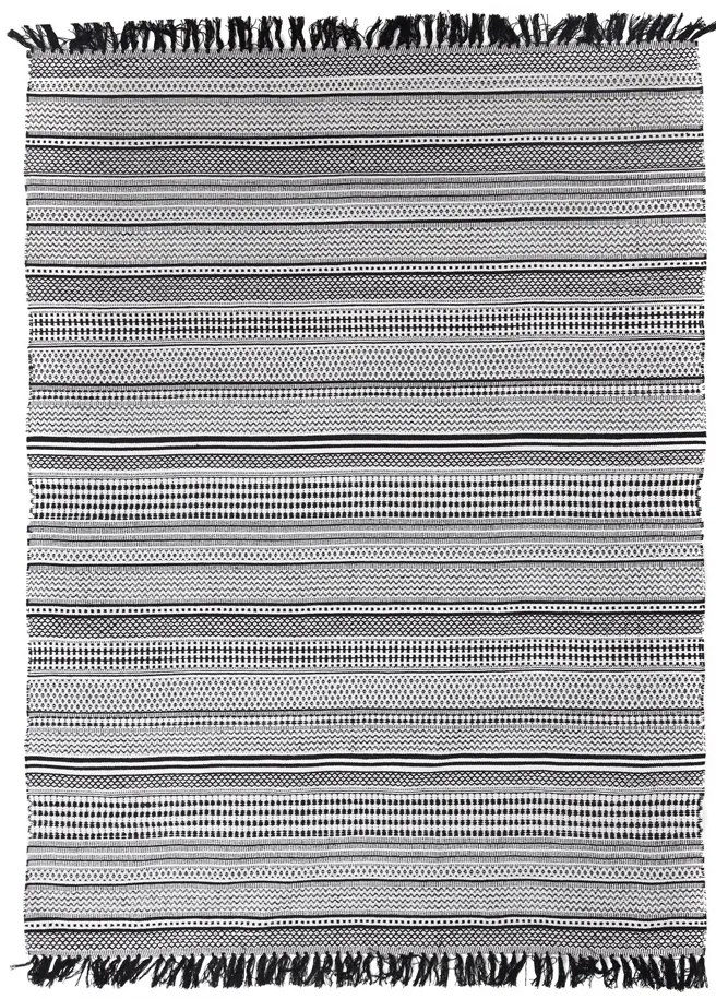 Χαλί Urban Cotton Kilim Samaira Black White Royal Carpet - 130 x 190 cm
