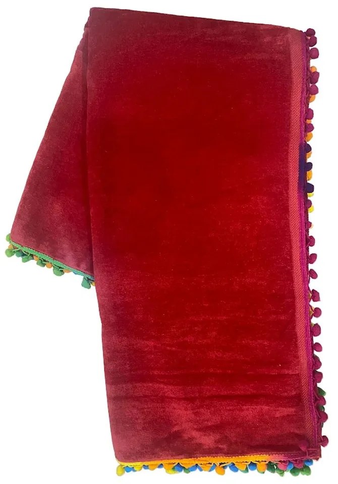 Πετσέτα Θαλάσσης Βελουτέ Βέρα Red Viopros Θαλάσσης 90x160cm 100% Cotton
