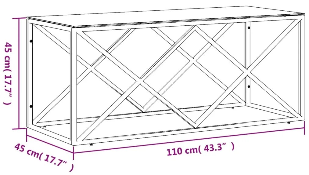 Τραπέζι Σαλονιού 110x45x45 εκ. από Ανοξ. Ατσάλι και Γυαλί - Ασήμι