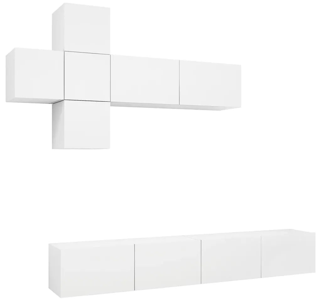 vidaXL Έπιπλα Τηλεόρασης Σετ 7 Τεμαχίων Λευκό από Μοριοσανίδα