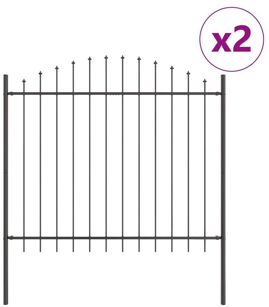 vidaXL Φράχτης Κήπου με Θόλο Γκρι 3,4x1,25 μ από Χάλυβα