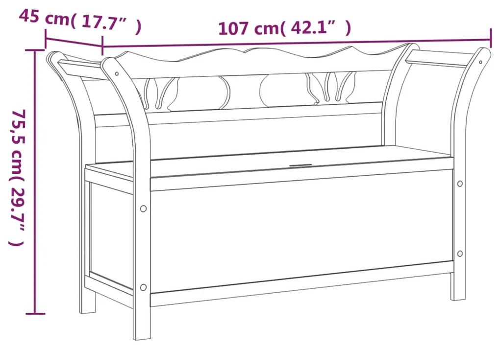 Πάγκος 107 x 45 x 75,5 εκ. από Μασίφ Ξύλο Ελάτης - Καφέ