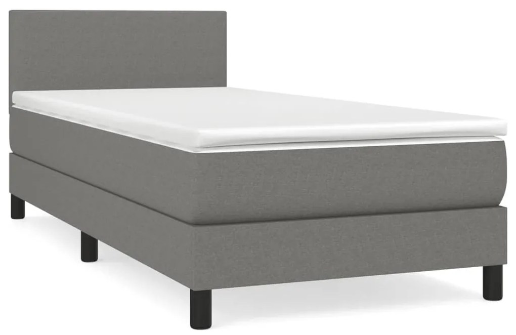 vidaXL Κρεβάτι Boxspring με Στρώμα Σκούρο Γκρι 90x200 εκ. Υφασμάτινο