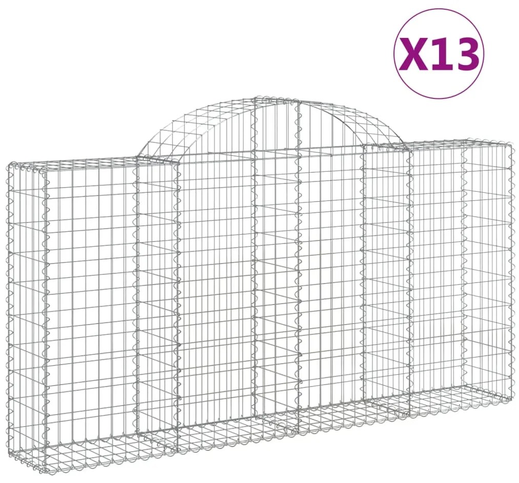 vidaXL Συρματοκιβώτια Τοξωτά 13 τεμ. 200x30x100/120 εκ. Γαλβαν. Ατσάλι