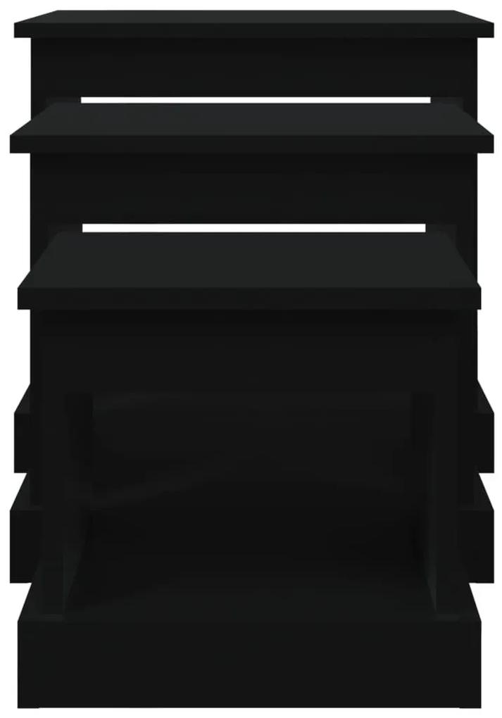 Τραπεζάκια Σαλονιού 3 τεμ. Μαύρα από Επεξεργασμένο Ξύλο - Μαύρο