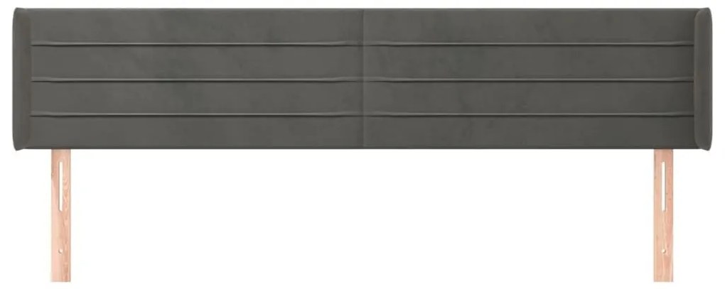 Κεφαλάρι με Πτερύγια Σκούρο Γκρι 163x16x78/88 εκ. Βελούδινο - Γκρι