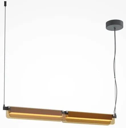 Γραμμικό Κρεμαστό Φωτιστικό Οροφής LED 20W 2480Lm Γυαλί Flat Maytoni-MOD296PL-L20BC3K-Μαύρο - Χάλκινο MOD296PL-L20BC3K