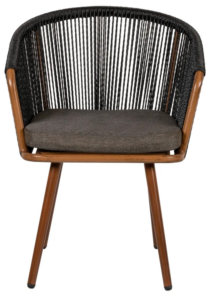 Πολυθρόνα Κήπου LOFOI Μαύρο/Καφέ Αλουμίνιο/Rattan 60x62x81cm - 14840010 - 14840010