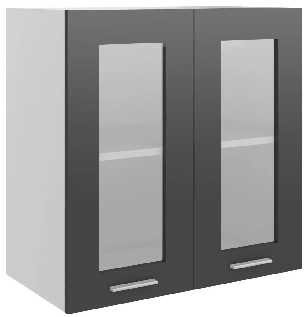 vidaXL Ντουλάπι Κρεμαστό με Τζάμι Γυαλ. Γκρι 60x31x60 εκ. Μοριοσανίδα