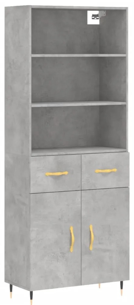 vidaXL Ντουλάπι Γκρι Σκυροδέματος 69,5x34x180 εκ. Επεξεργασμένο Ξύλο