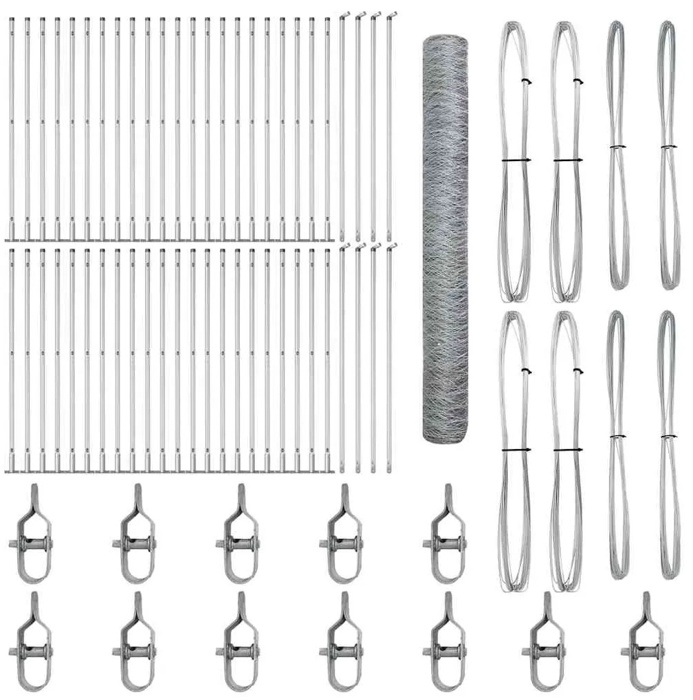 vidaXL Στύλος Περιφράξεων Ασημί 100 x 1,2 μ (50 mm πλέγμα) Ατσάλι