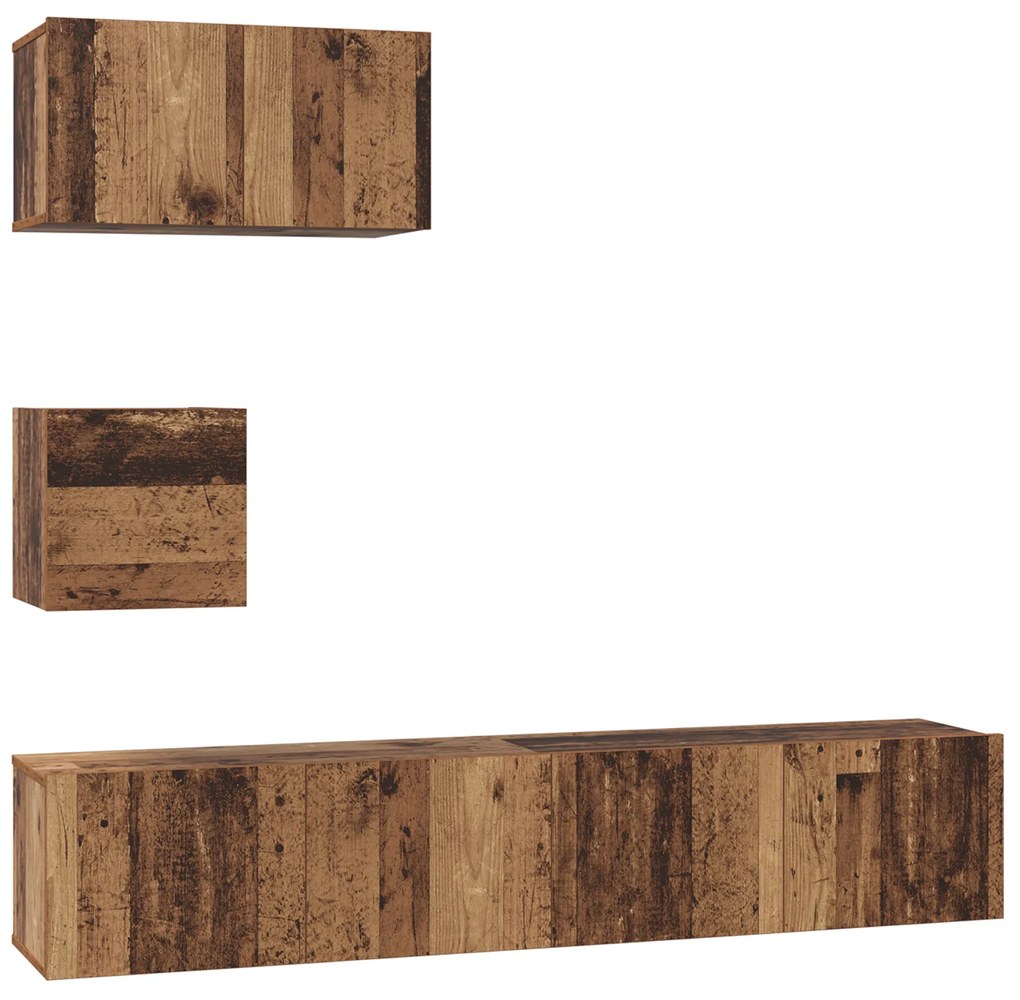 vidaXL Τηλεοπτική Κάβα Τοίχου 4 pcs Παλαιό ξύλο 80 x 30 x 30.5 εκ
