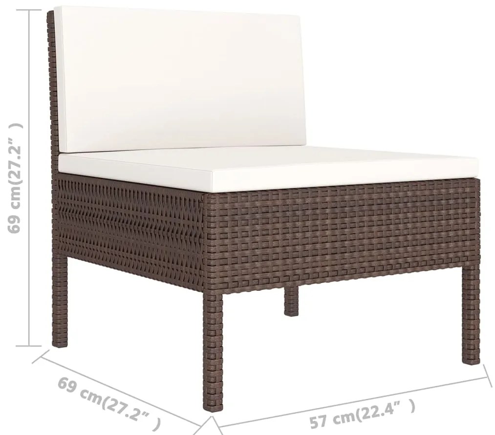 vidaXL Σαλόνι Κήπου Σετ 9 Τεμαχίων Καφέ Συνθετικό Ρατάν με Μαξιλάρια