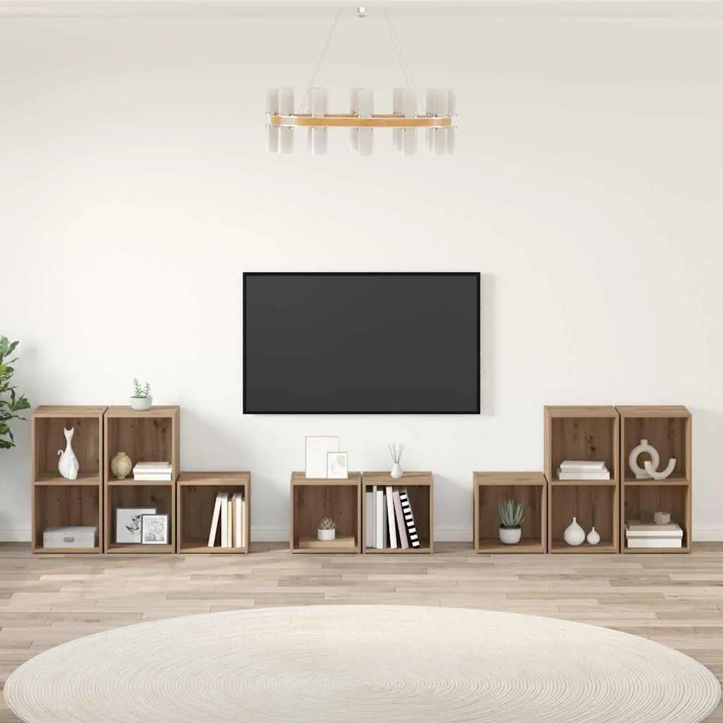 vidaXL με ράφι με αποθήκευση 8 pcs Artisan Oak Επεξεργασμένο ξύλο