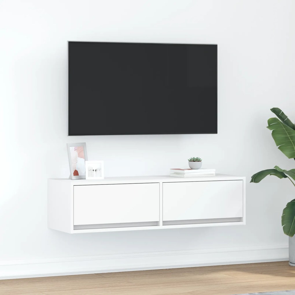 vidaXL Ντουλάπι Τηλεόρασης Λευκό 100x31x25,5 εκ Επεξεργασμένο Ξύλο