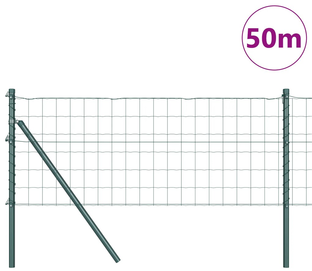vidaXL Ευρωπαϊκή περίφραξη με 13 φύλλα 0.4x50 μ γαλβανισμένο ατσάλι πράσινο